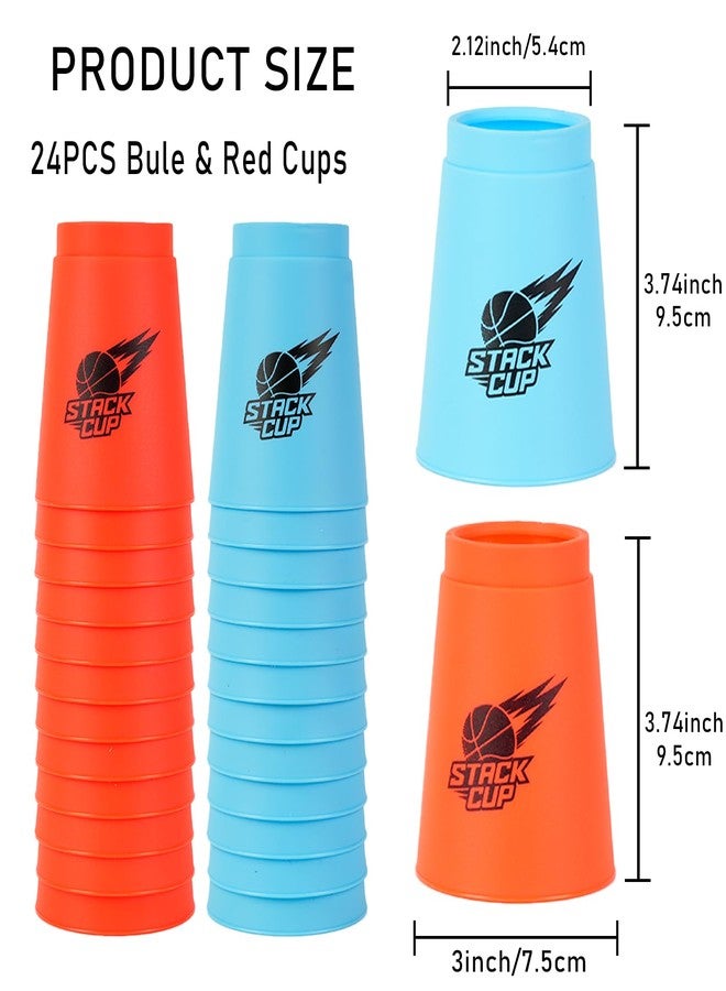 SEISSO 24PCS Quick Stack Cups, Sports Training Game for School Family Party, Kids Gifts Starter Set of Stacking Cup, Blue & Red - Image 4